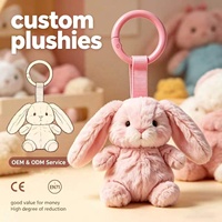 Porte-clés en peluche lapin moelleux personnalisé en gros, breloque de sac haute fidélité, OEM ODM avec norme CE EN71
