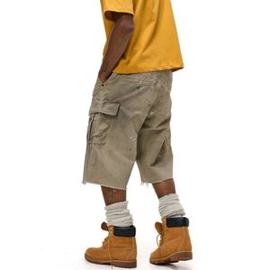 Pantalones Cortos Bermuda Personalizados al por Mayor con Logotipo, 100% Algodón, Estilo Urbano Hip Hop, Multibolsillos, para Hombre, Clásicos, Desgastados, Tipo Overol - Product Image 2