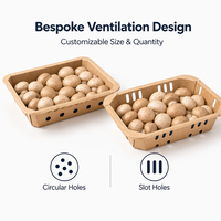 Barquette en papier kraft ventilée sur mesure pour légumes, champignons, tomates cerises, asperges, produits frais, scellage thermique, vente en gros, direct usine