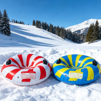 Bouée de neige gonflable robuste en PVC de 35,4 pouces avec fond rigide, deux poignées renforcées, siège central spacieux, étanche pour l'hiver