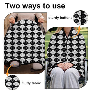 Manta Poncho de Forro Polar para Silla de Ruedas con Broches, Largo hasta la Rodilla, Lavable a Máquina - Product Image 2