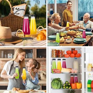 350ml 12oz Cono reutilizable vacío Botellas de jugo de plástico transparente con tapas Contenedores de bebidas a granel para beber <span class=keywords><strong>t</strong></span>é de batido - Product Image 4