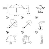 Parapluie pliant automatique de qualité supérieure, résistant aux intempéries, hydrofuge, isolant thermique, avec base renforcée à armature multi-branches
