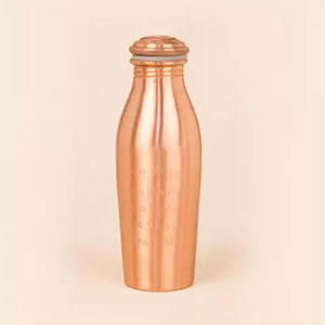 Indian Traditional <b>Pure</b> Copper <b>Water</b> Bottle Handcrafted Smooth <b>Rose</b> Finish Copper Vessel Leakproof Cap - Product Image 1