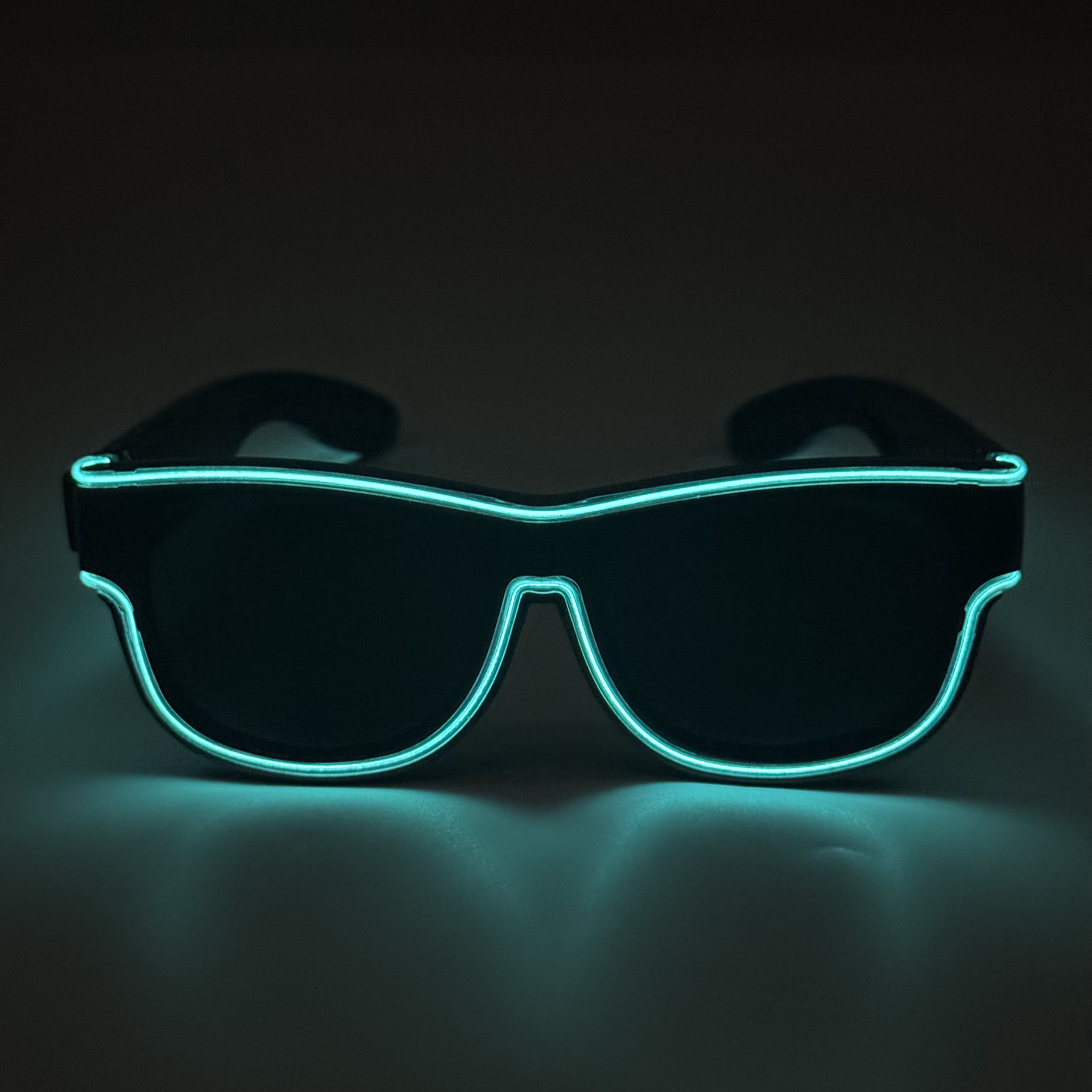 Black lens with aqua light
