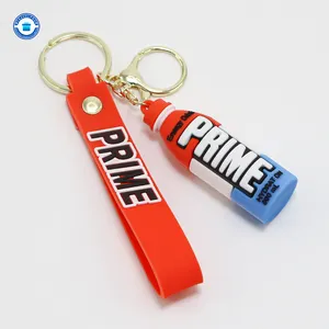 Travelpro Custom 3D Rubber Bottle Soft PVC Souvenir Keychain with wristlet key chain Gold Keyring accessories for Bag Decoration