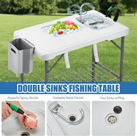 Tables à filet pliantes avec 2 éviers et accessoires de luxe pour camping en plein air pique-nique barbecue fête événement