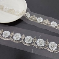Dentelle de mariée maille décorative tube perlé paillettes perlées avec ruban de dentelle indienne