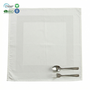 Serviette de table carrée jacquard en coton 100 % blanc, robuste, 18x18 pouces, lavable, pour mariages de luxe et réceptions gastronomiques - Product Image 1