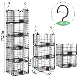 5 Tiers Hanging Closet Shelves Clothes Hanging Organizer Wall Mount Cabinet Wire Storage Basket Legging Organizer For Closet