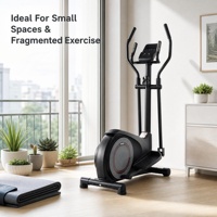 Elliptique à entraînement par courroie avec volant d'inertie de 4,5 kg, contrôle du programme LCD, fréquence cardiaque, calories, pour la maison et la salle de sport