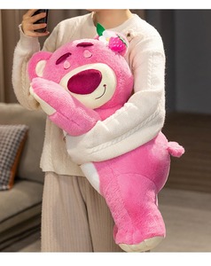 Lindo tamaño grande Rosa durmiendo fresa oso Peluches muñeca acostada con relleno de algodón PP para abrazar y exhibir - Product Image 3