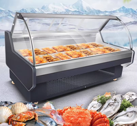 Vitrine réfrigérée professionnelle pour charcuterie avec porte arrière, refroidissement direct et verre panoramique pour supermarché commercial et délicatessen