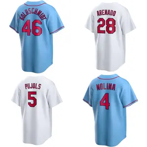 Vente en gros St. City #28 Nolan Arenado #46 Goldschmidt Pas cher Blanc Cousu Cardinals Hommes Uniforme Baseball Jersey