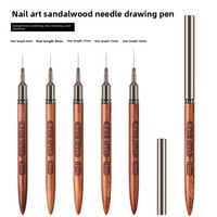 Pinceaux professionnels en bois de santal très fin pour nail art, lot de 5 pièces, différentes longueurs pour le dessin de lignes françaises