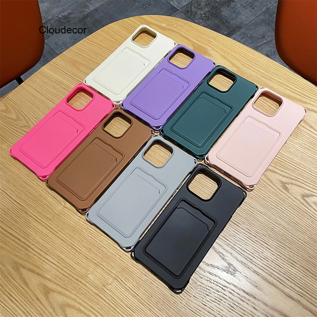 New X Corner Smart Phone Case With 4 Holders for Iphone 15 PRO Phone Case Soft TPU Card Pocket Mobile Phone Case