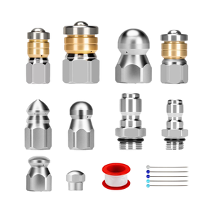 Nuevo Kit de cabezales de boquilla de chorro de alcantarillado, lavadora a presión de acero inoxidable, conectores rápidos NPT de 1/4 "3/8", boquilla de limpieza de drenaje - Product Image 1
