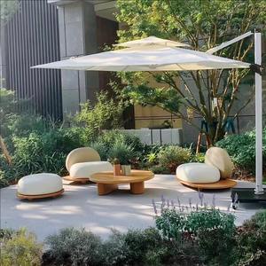 Ensemble de canapés de jardin en teck en forme de L, résistant aux intempéries, en bois massif, pour patio, villa, terrasse - Product Image 1