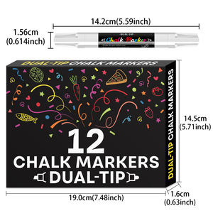 12 pennarelli per gesso liquido a doppia punta-pennarelli per gesso cancellabili per <span class=keywords><strong>lavagna</strong></span>, cartelli per <span class=keywords><strong>lavagna</strong></span>, vetro, penne per gesso - Product Image 3
