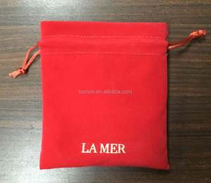 Personalized Red Velvet Pouch with Gold Stamping Logo Drawstring Sealing Handle for Jewelry & <b>Candle</b> Gift Recyclable - Product Image 4