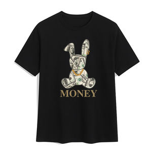 Camisetas Gráficas Estilo Americano para Hombre, Nuevo Diseño con Estampado de Conejo y Dinero, Cuello Redondo, Tejido de Seda/Algodón Transpirable, Manga Corta - Product Image 5