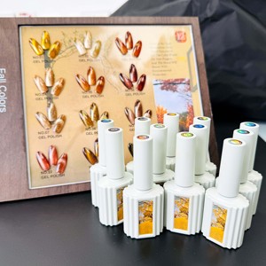 Ensemble de vernis à ongles en gel de couleur d'automne-12 couleurs, <span class=keywords><strong>effet</strong></span> oeil de chat, aimant imbibé, finition super brillante - Product Image 2