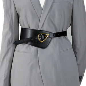 <span class=keywords><strong>Ceinture</strong></span> <span class=keywords><strong>large</strong></span> <span class=keywords><strong>pour</strong></span> <span class=keywords><strong>femme</strong></span> avec boucle triangulaire en cuir PU, boucle en alliage décorative <span class=keywords><strong>pour</strong></span> blazers, robes, manteaux - Product Image 3