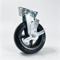 Roues pivotantes en fonte robuste avec revêtement en caoutchouc, 8 pouces (200 mm), pour chariots et débarqueurs