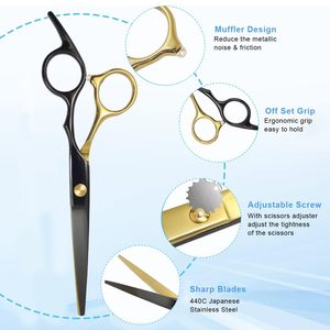 Ensemble de ciseaux à cheveux en acier inoxydable, kit de ciseaux à cheveux, tondeuse à cheveux pour la coiffure, ciseaux de barbier pour la maison - Product Image 2