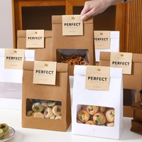 Boîtes d'emballage pour biscuits cadeaux personnalisées en gros, écologiques, de qualité alimentaire, papier d'emballage pour boulangerie, sac en papier avec fenêtre