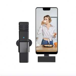 Micrófono Lavalier Inalámbrico 2.4G con Conector USB-C Personalizable, Alcance de 30-50M, Batería de 100mAh, 6 Horas de Funcionamiento, 12 Meses de Garantía - Product Image 2