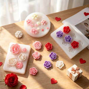 J10-591 Personnalisation d'usine et vente en gros de moules en silicone à petites fleurs pour la fabrication de bougies/savons/gâteaux/chocolats/décorations - Product Image 1