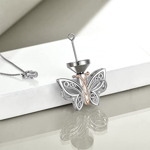 Colar pingente de borboleta aço inoxidável, joia de cremação para cinzas, lembranças de presente memorial para perda de amado - Product Image 3