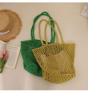 Cotton Rope Woven <b>Bag</b> <b>Large</b> Capacity Mesh Single Shoulder Straw Woven <b>Bag</b> Handmade Female Leisure Holiday <b>Beach</b> <b>Bag</b> - Product Image 6