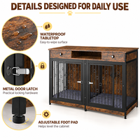 Meuble TV grand format avec 2 tiroirs et table d'appoint en bois pour chien avec coussin et séparateur amovible, type niche pour chien