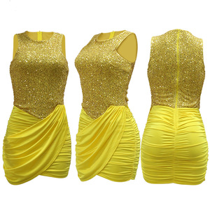 Nuevo Vestido de Moda Sexy sin Mangas con Cuello Redondo y Lentejuelas Irregulares, Minifalda Ajustada - Product Image 5