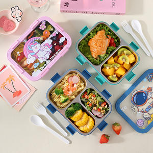 Toptan Özelleştirilmiş Renkli 3 Bölmeli Plastik Gıda Saklama Kabı Çocuklar İçin Çorba Kaseli Paslanmaz Çelik Beslenme Kutusu Bento - Product Image 1