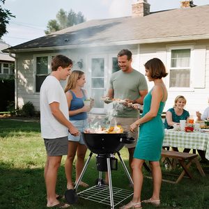 Portable Black <b>BBQ</b> Grill Adjustable Fan Small <b>Kettle</b> Smoker Easy-to-Light <b>Charcoal</b>/Wood Fire Pit for Outdoor Powder Coated - Product Image 2