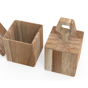 ภาชนะใส่เครื่องเทศทำจากไม้อะคาเซียทรงสี่เหลี่ยมผืนผ้ามีฝาปิดกล่องจัดเก็บชาทำจากไม้ทันสมัยทนทาน - Product Image 6