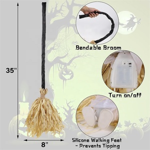 Horror Light up Witches Broom Animated Light up Moving Broomsticks Spooky Sounds Dancing Broom Halloween <strong>Parties</strong> <strong>Decoration</strong> - Product Image 2