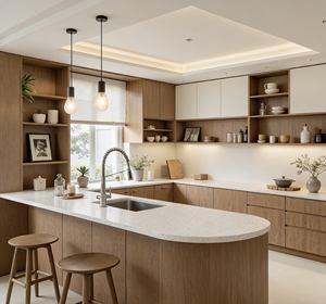 Armoires de cuisine modernes en bois personnalisées BALOM - Organisation de rangement élégante pour les espaces de vie contemporains - Product Image 1