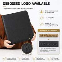 Carpeta con cremallera de 4 bolsillos para tarjetas, álbum de cuero PU con páginas transparentes para tarjetas de juegos de mesa
