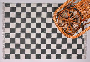 Tapis moderne fait main en coton, motif géométrique imprimé, écologique, adapté aux animaux, revêtement de sol, œuvre d'art personnalisée, style bohème - Product Image 5