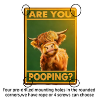 Décoration murale rustique en fer rectangulaire avec chat élégant et paysage - 'Are You Pooping' - Décoration murale 'Mur de Gloire' avec chat noir pour anniversaire et mariage
