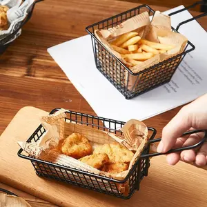 Stainless Steel Small Fry Basket For Serving Chicken French Fries Restaurant Tools Iron Snack Basket