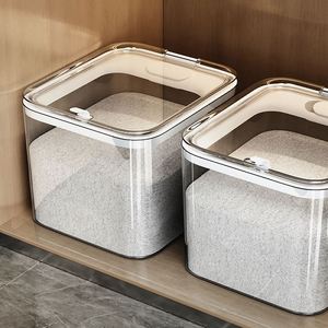 Récipient de stockage en PET transparent de grande capacité, distributeur hermétique de riz, seau organisateur de grains - Product Image 5