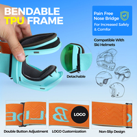 BAOLIDEN JR022-B Lunettes de ski à lentille sphérique, monture en plastique, magnétiques, ventilées, respirantes, couleur personnalisable, anti-buée, UV400, tendance