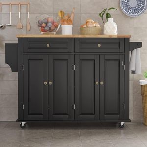 Rolling Kitchen Island With <strong>Drop</strong> <strong>Leaf</strong> Movable Kitchen Carts on Wheels Island With Storage Cabinet Island <strong>Table</strong> for Kitchen - Product Image 4