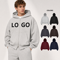 Sweat à capuche zippé pour homme, coupe classique, 100% coton, molleton multicolore, épaules tombantes, avec poches, logo personnalisé, ODM, collection automne