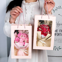 Cadeau de Saint Valentin Fête des Mères Lumière Led Bouquet de Fleurs Artificielles Rose Savon Fleurs avec Boîte Cadeau